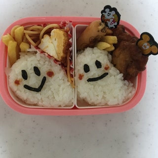 ハロウィン☆オバケの唐揚げとナポリタンお弁当